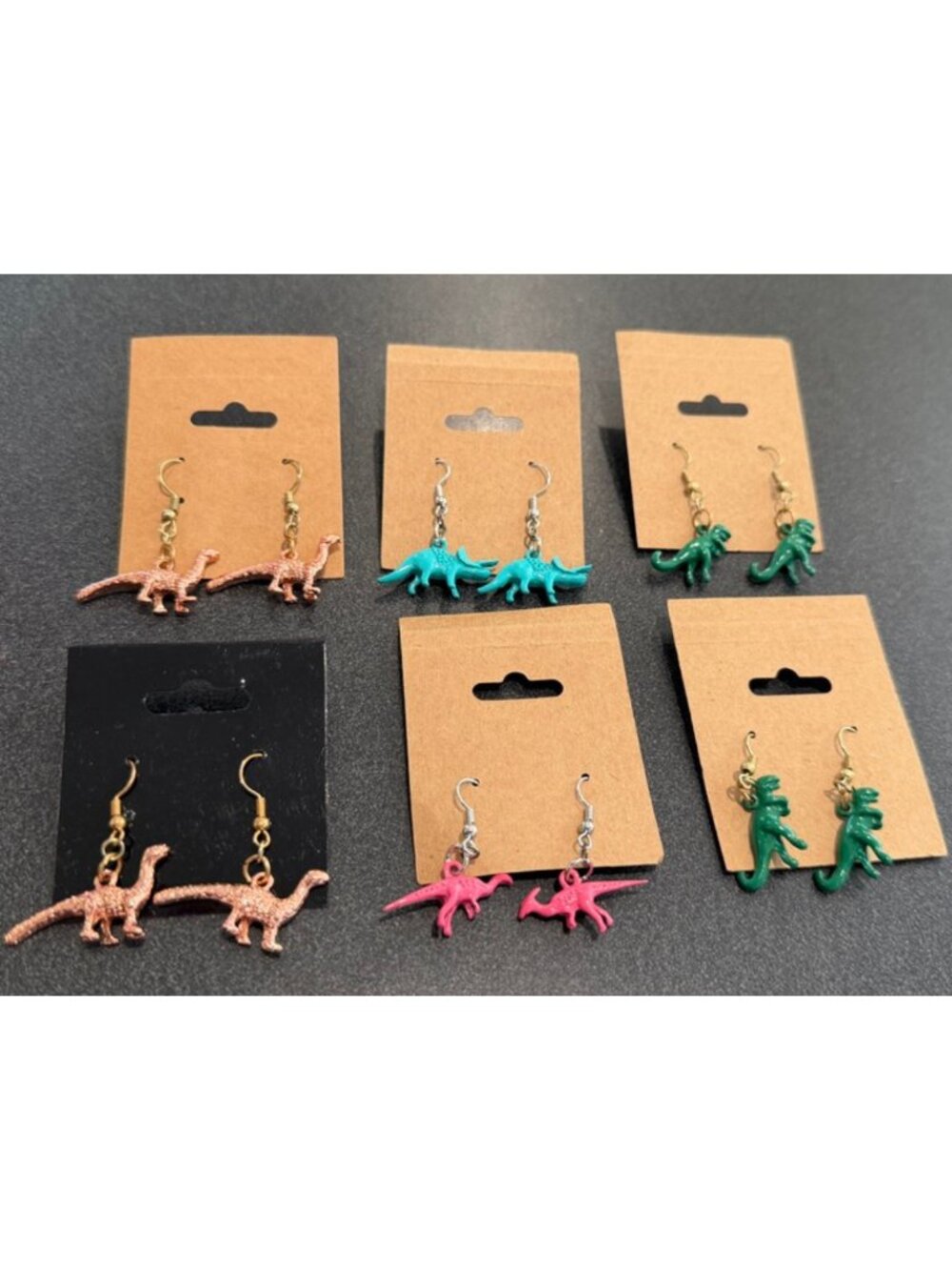 Set of 6 Dinosaur Dangle Earrings – Colorful Novelty Earrings